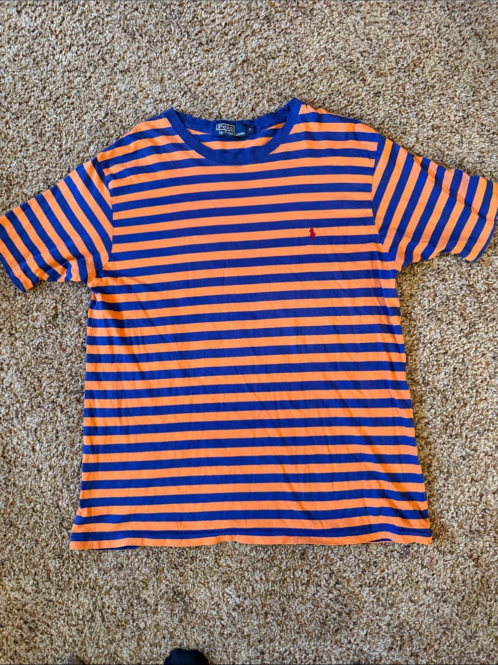 Polo by Ralph Lauren Blue & Orange Striped Short Sleeve Tee